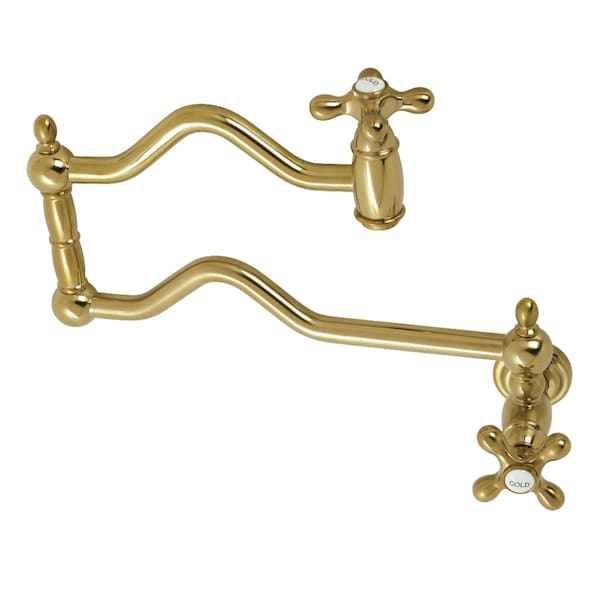 KS2107AX Heritage Wall Mount Pot Filler, Brushed Brass